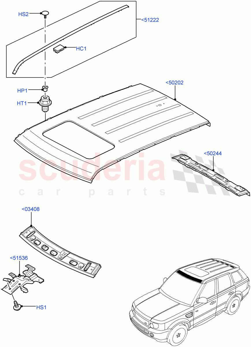 Roof - Sheet Metal (Power Tilt/Slide Sun Roof) ((V) FROMAA000001) of Land Rover Land Rover Range Rover Sport (2010-2013) [3.0 Diesel 24V DOHC TC]
