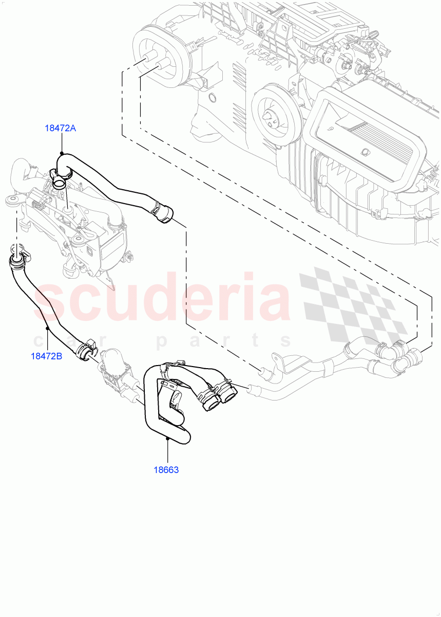 Heater Hoses(Front)(4.4L DOHC DITC V8 Diesel,Park Heating With Remote Control)((V)FROMEA000001,(V)TOHA999999) of Land Rover Land Rover Range Rover Sport (2014+) [3.0 I6 Turbo Petrol AJ20P6]