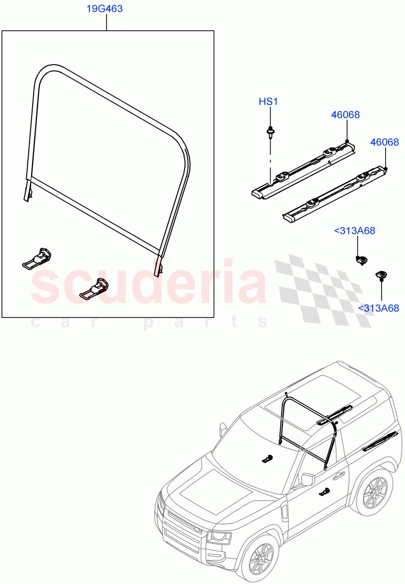 Load Compartment Trim(Cargo Retention, Floor)(Short Wheelbase,Version - LE,Version - Core,Version - First Edition,Version - X-Dynamic,Version - X) of Land Rover Land Rover Defender (2020+) [3.0 I6 Turbo Diesel AJ20D6]