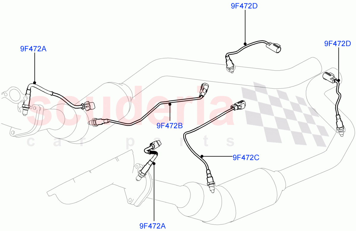 Exhaust Sensors And Modules (Nitra Plant Build) (5.0 Petrol AJ133 DOHC CDA, Proconve L6 Emissions, Stage V European Emissions, EU6 Emissions, EU2, ULEV 125 Emission) ((V) FROMM2000001) of Land Rover Land Rover Defender (2020+) [5.0 OHC SGDI SC V8 Petrol]