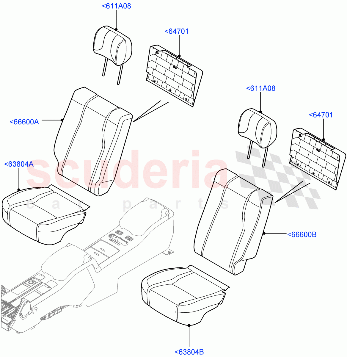 Rear Seat Covers(Semi Aniline Leathr Pinestripe Perf,With 40/40 Split Individual Rr Seat) of Land Rover Land Rover Range Rover (2012-2021) [3.0 DOHC GDI SC V6 Petrol]