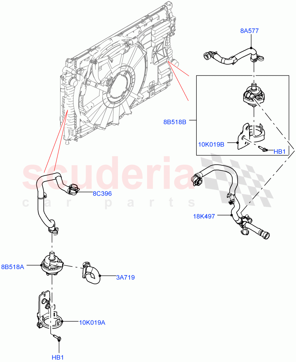 Water Pump(Auxiliary Water Pump Assembly)(1.5L AJ20P3 Petrol High PHEV,Halewood (UK))((V)FROMLH000001,(V)TOLH999999) of Land Rover Land Rover Range Rover Evoque (2019+) [1.5 I3 Turbo Petrol AJ20P3]