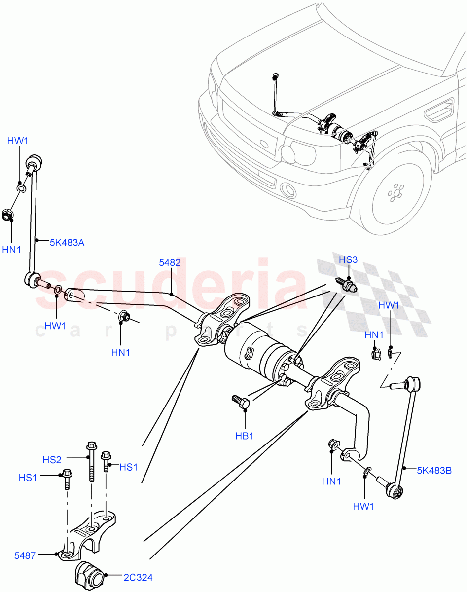 Active Anti-Roll Bar System (Stabilizer Bar, Front) (With Roll Stability Control, With ACE Suspension) ((V) TO9A999999) of Land Rover Land Rover Range Rover Sport (2005-2009) [3.6 V8 32V DOHC EFI Diesel]