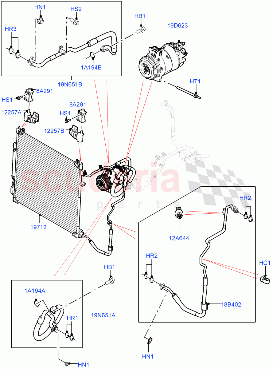 Air Conditioning Condensr/Compressr (Front) (2.0L I4 High DOHC AJ200 Petrol, 2.0L I4 DSL HIGH DOHC AJ200) ((V) FROMM2000001) of Land Rover Land Rover Defender (2020+) [3.0 I6 Turbo Diesel AJ20D6]