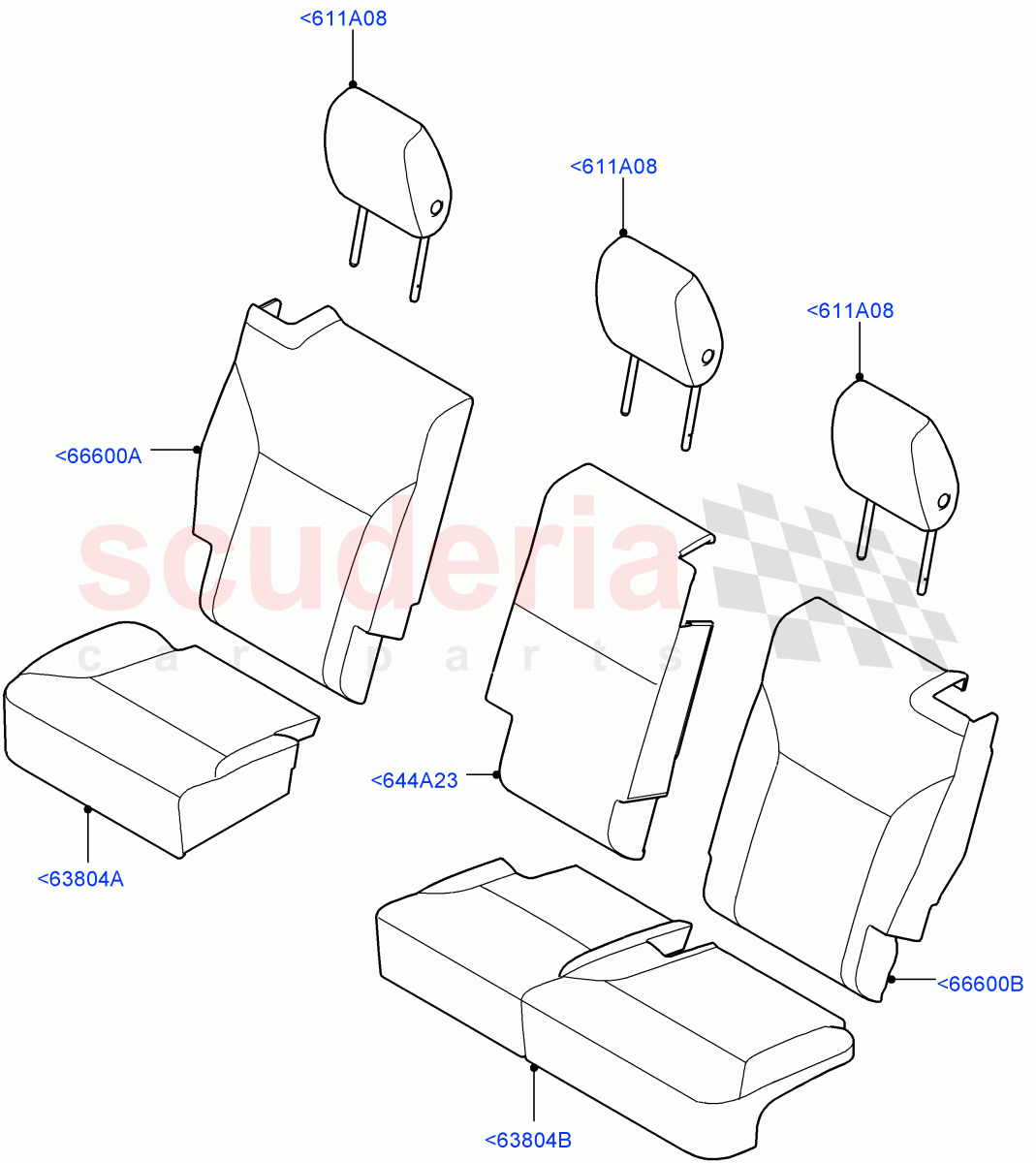 Rear Seat Covers(Nitra Plant Build)(Teleto Twill Technical Textile,60/40 Load Through With Slide)((V)FROMM2000001) of Land Rover Land Rover Discovery 5 (2017+) [3.0 I6 Turbo Diesel AJ20D6]