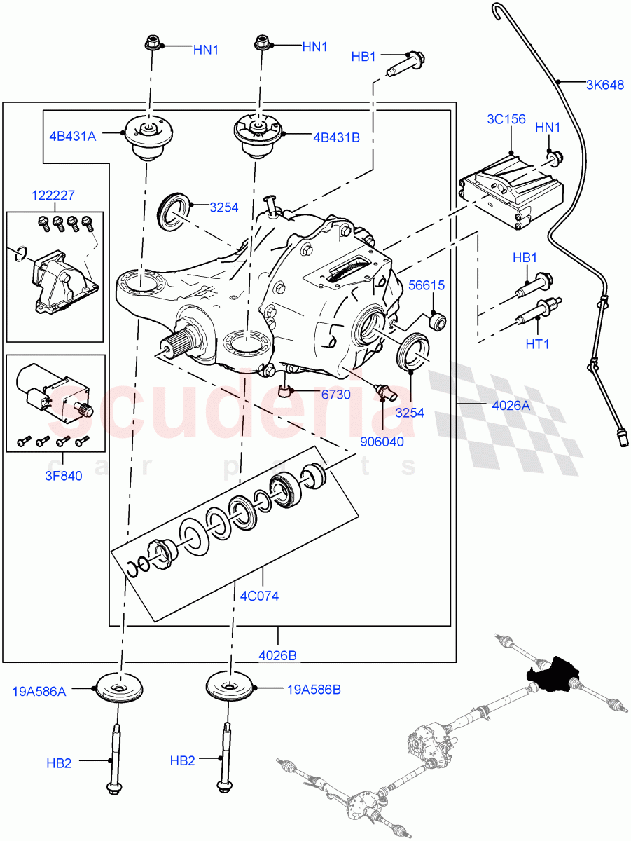 Rear Axle(With Petrol Engines,8 Speed Auto Trans ZF 8HP70 4WD,Electronic Locking Differential,4.4L DOHC DITC V8 Diesel,8 Speed Auto Trans ZF 8HP45,3.0 V6 Diesel)((V)TOGA999999) of Land Rover Land Rover Range Rover (2012-2021) [2.0 Turbo Petrol AJ200P]