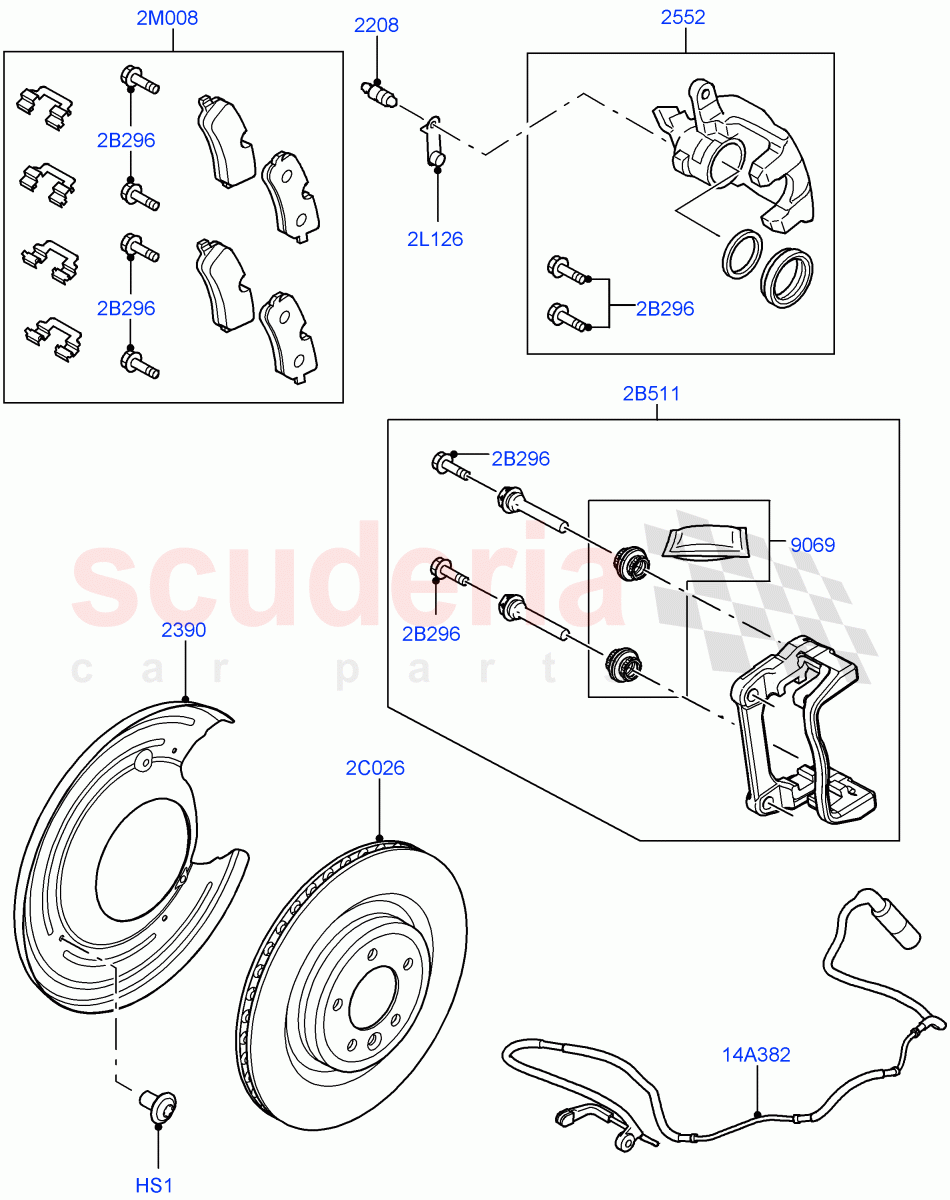 Rear Brake Discs And Calipers (Autobiography Black / SV Autobiography) (Limited Package, Brake Calipers - Red, Brake Calipers - Bespoke, Less Version Package, Brake Calipers - Black) ((V) FROMGA000001) of Land Rover Land Rover Range Rover (2012-2021) [5.0 OHC SGDI SC V8 Petrol]
