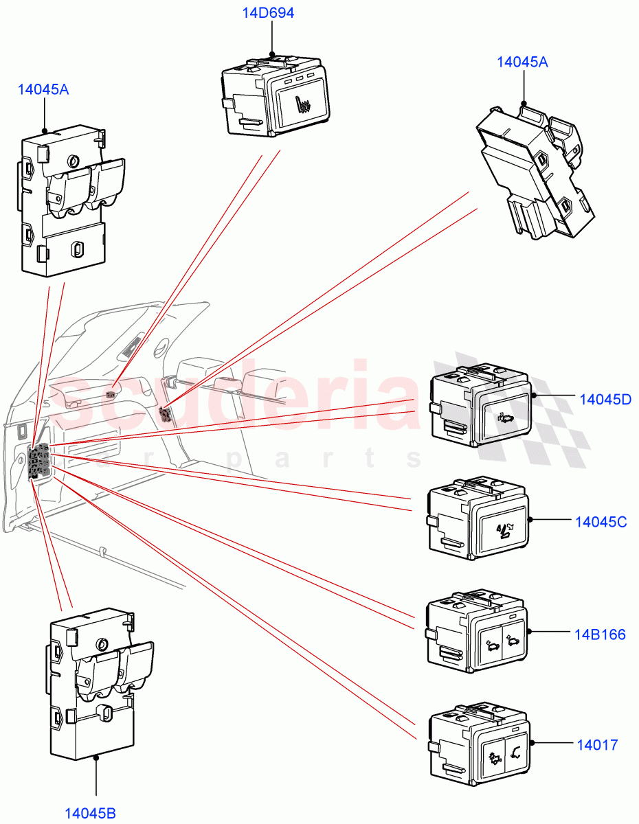 Switches(Luggage Compartment, Nitra Plant Build)((V)FROMK2000001) of Land Rover Land Rover Discovery 5 (2017+) [3.0 DOHC GDI SC V6 Petrol]