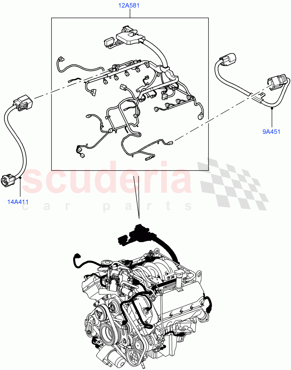 Electrical Wiring - Engine And Dash(Engine)(AJ Petrol 4.4 V8 EFI (220KW))((V)TO9A999999) of Land Rover Land Rover Range Rover Sport (2005-2009) [2.7 Diesel V6]