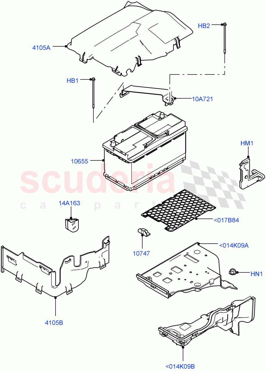 Battery And Mountings (RH) (LHD) ((V) FROMEA000001) of Land Rover Land Rover Discovery 4 (2010-2016) [2.7 Diesel V6]