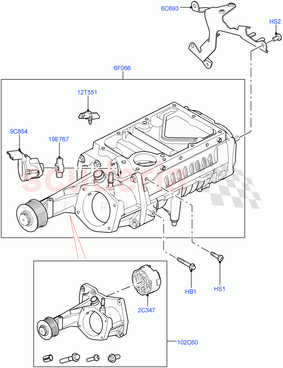 Supercharger (Nitra Plant Build) (5.0 Petrol AJ133 DOHC CDA) ((V) FROMM2000001) of Land Rover Land Rover Defender (2020+) [5.0 OHC SGDI SC V8 Petrol]
