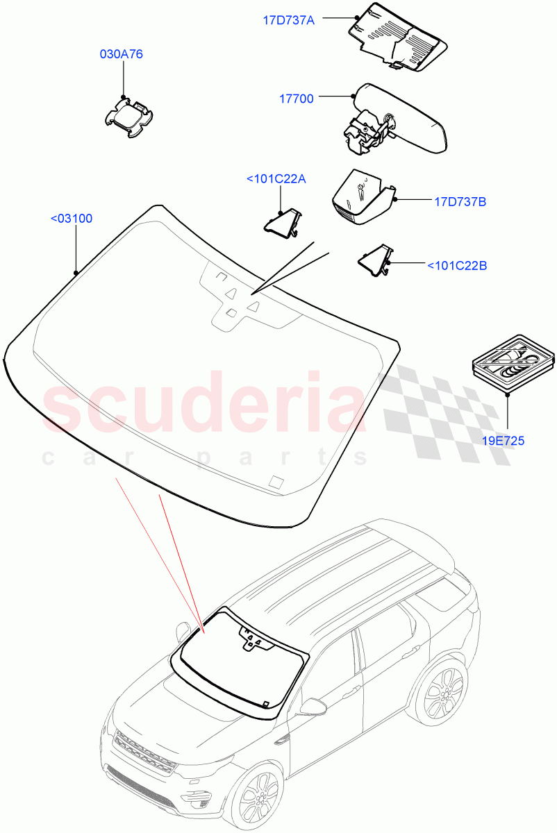 Windscreen/Inside Rear View Mirror(Halewood (UK)) of Land Rover Land Rover Discovery Sport (2015+) [2.0 Turbo Petrol GTDI]