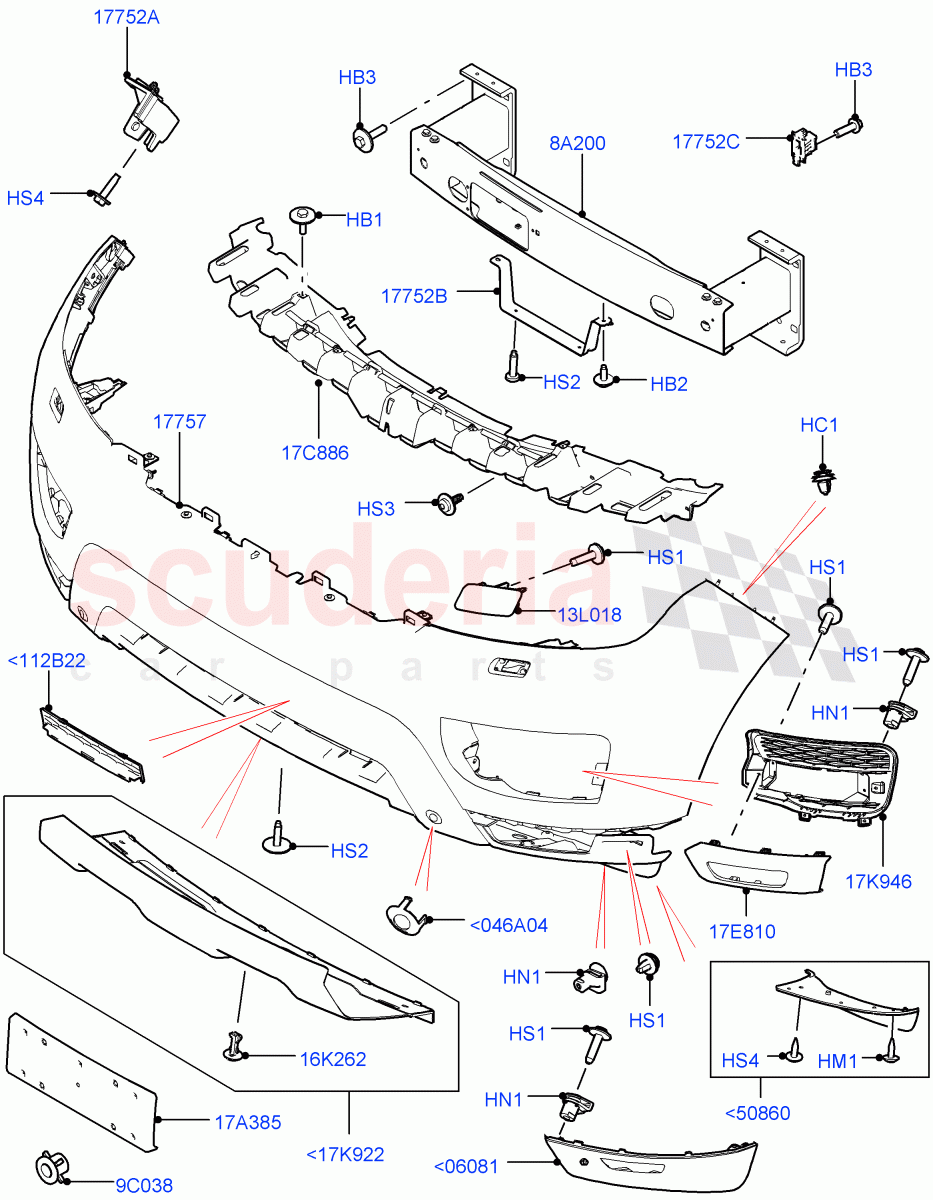 Radiator Grille And Front Bumper((V)TOHA999999) of Land Rover Land Rover Range Rover Sport (2014+) [3.0 I6 Turbo Diesel AJ20D6]