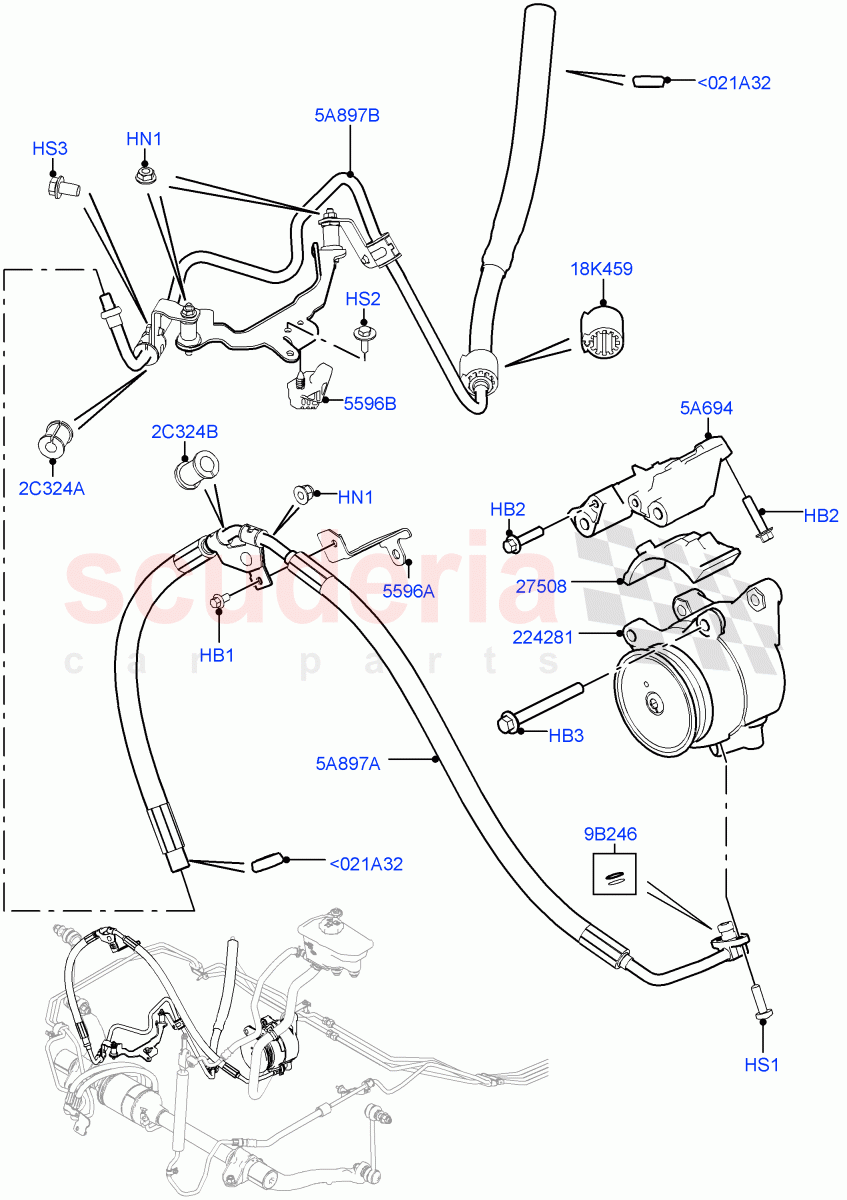 Active Anti-Roll Bar System(ARC Pump, High Pressure Pipes)(5.0L OHC SGDI SC V8 Petrol - AJ133)((V)TOHA999999) of Land Rover Land Rover Range Rover Sport (2014+) [2.0 Turbo Petrol AJ200P]