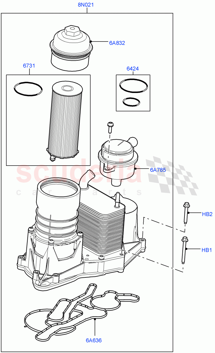 Oil Cooler And Filter (3.6L V8 32V DOHC EFi Diesel Lion) ((V) FROM7A000001, (V) TO9A999999) of Land Rover Land Rover Range Rover Sport (2005-2009) [3.6 V8 32V DOHC EFI Diesel]