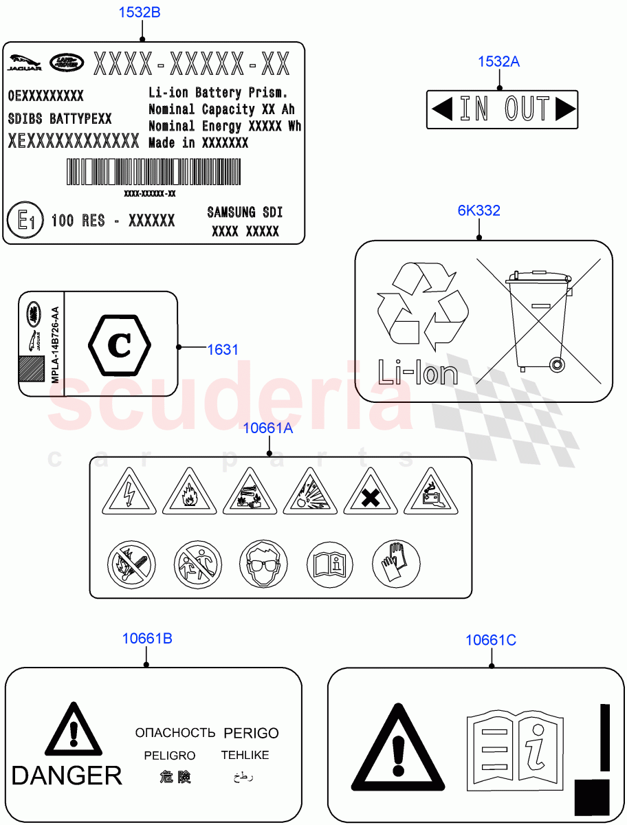 Labels(Traction Battery)(2.0L AJ200P Hi PHEV)((V)FROMJA000001) of Land Rover Land Rover Range Rover (2012-2021) [5.0 OHC SGDI NA V8 Petrol]