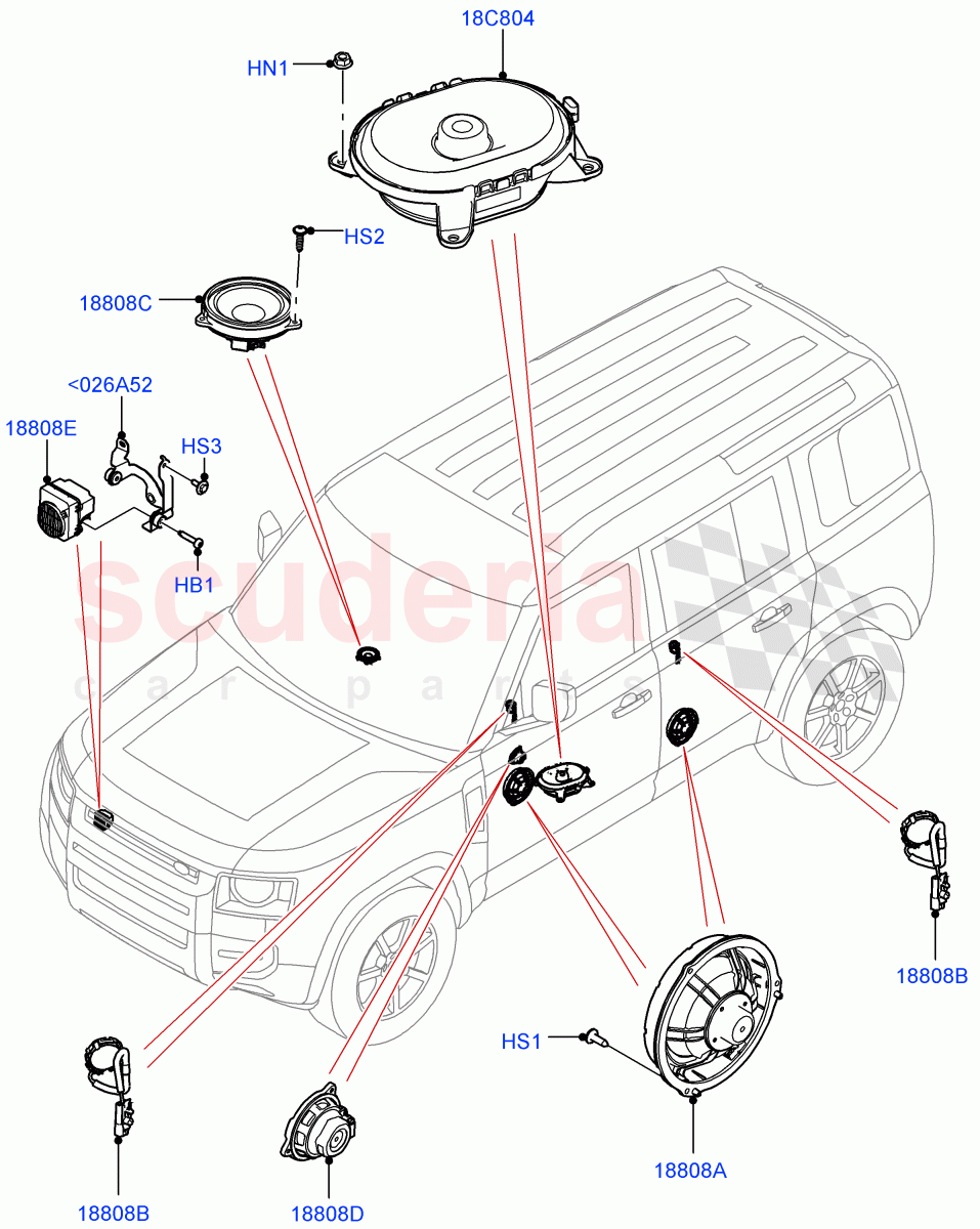 Speakers (Hi Line Audio System - 600 W) of Land Rover Land Rover Defender (2020+) [3.0 I6 Turbo Diesel AJ20D6]