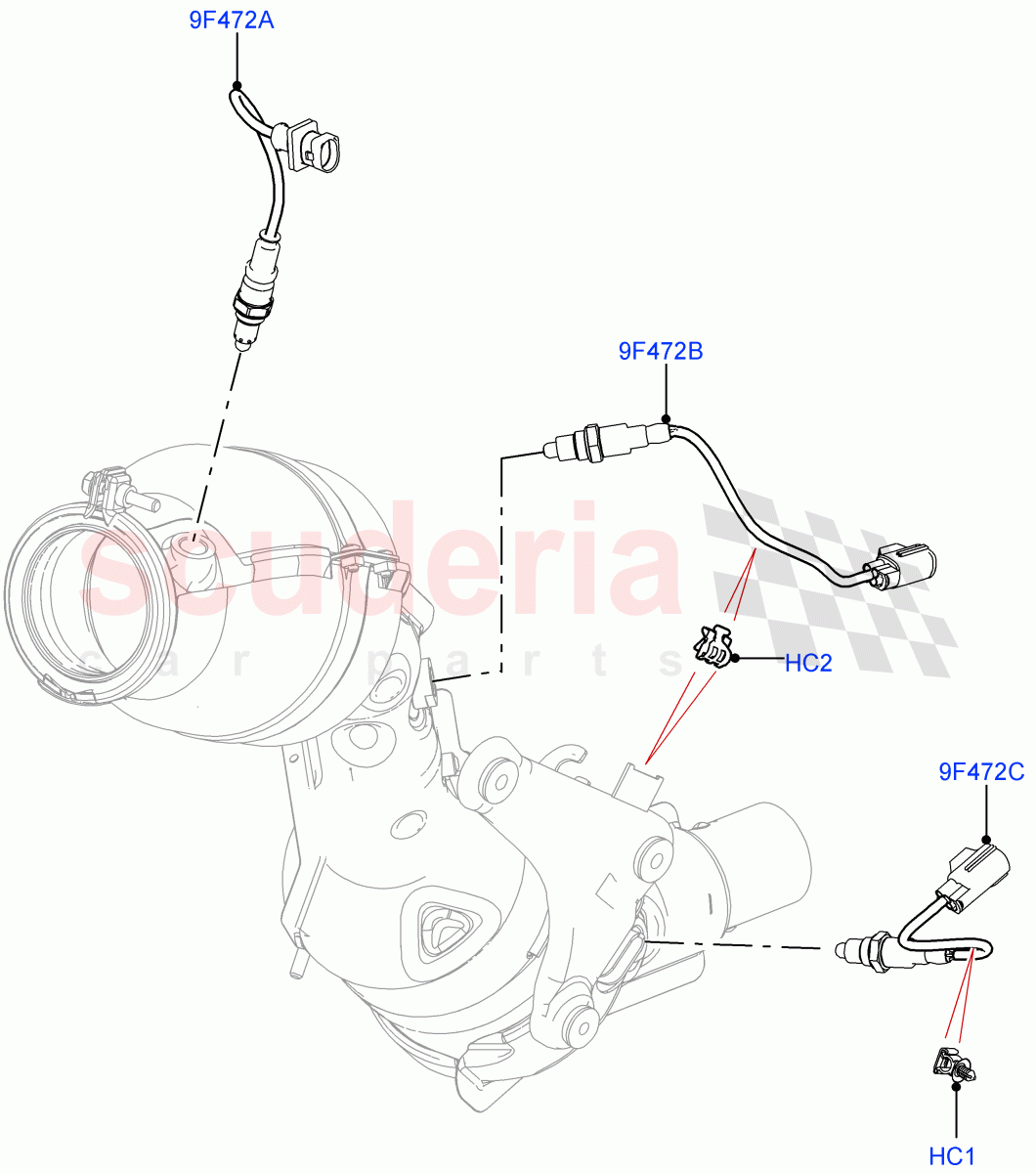 Exhaust Sensors And Modules(Solihull Plant Build)(2.0L AJ200P Hi PHEV,Japan DBA Emissions,SULEV Requirements,2.0L I4 High DOHC AJ200 Petrol,Japan CAA Emission)((V)FROMJA000001) of Land Rover Land Rover Range Rover (2012-2021) [2.0 Turbo Petrol AJ200P]