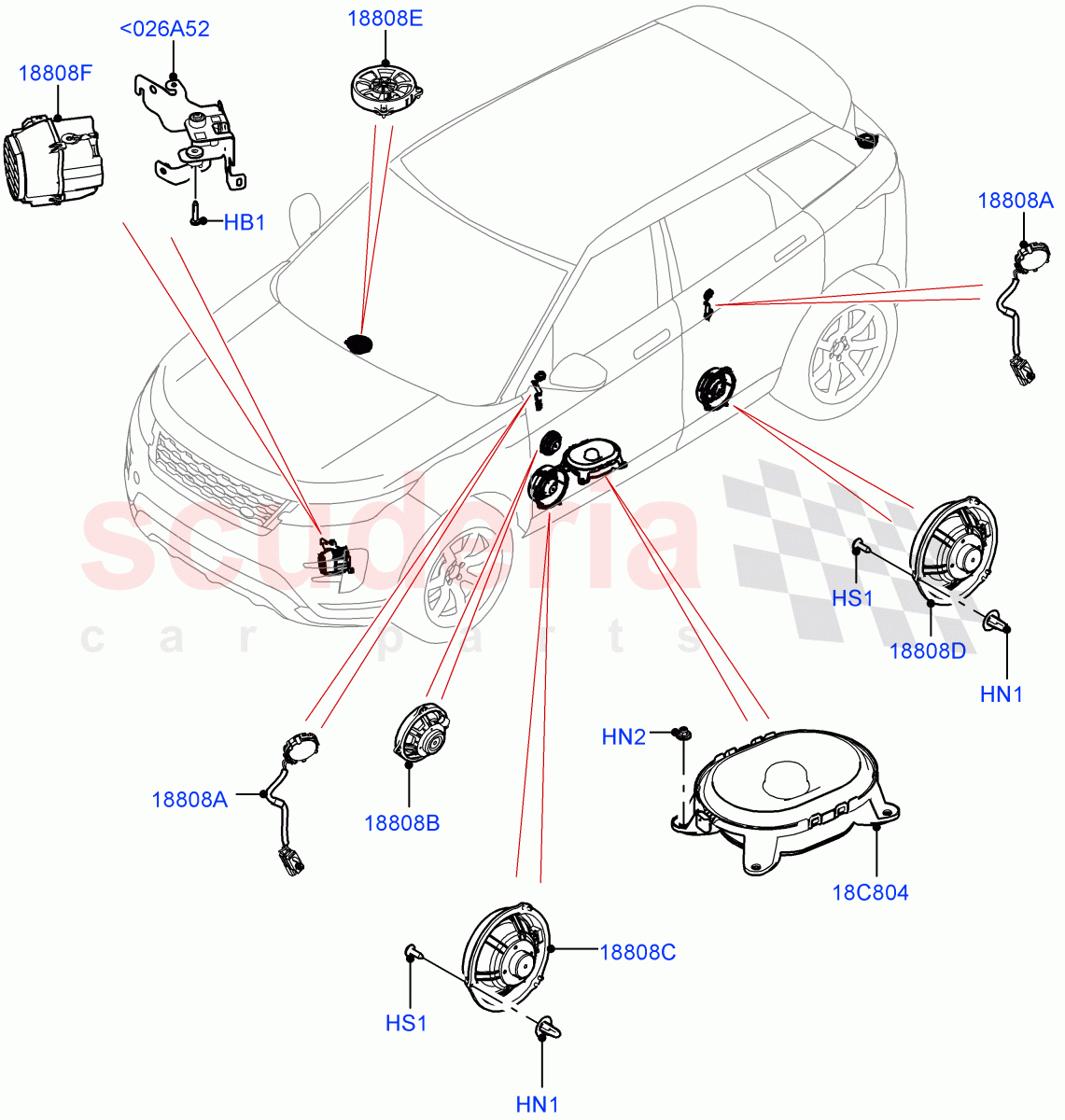 Speakers(Changsu (China),Hi Line Audio System - 600 W) of Land Rover Land Rover Range Rover Evoque (2019+) [2.0 Turbo Diesel]