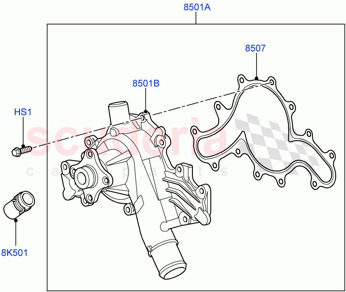 Water Pump (Cologne V6 4.0 EFI (SOHC)) ((V) FROMAA000001) of Land Rover Land Rover Discovery 4 (2010-2016) [4.0 Petrol V6]