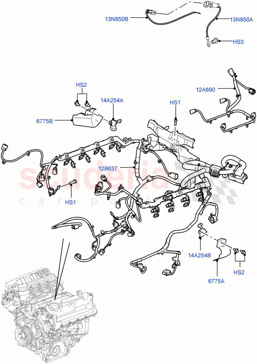 Electrical Wiring - Engine And Dash(Engine)(5.0L OHC SGDI NA V8 Petrol - AJ133)((V)FROMAA000001) of Land Rover Land Rover Range Rover Sport (2010-2013) [3.6 V8 32V DOHC EFI Diesel]