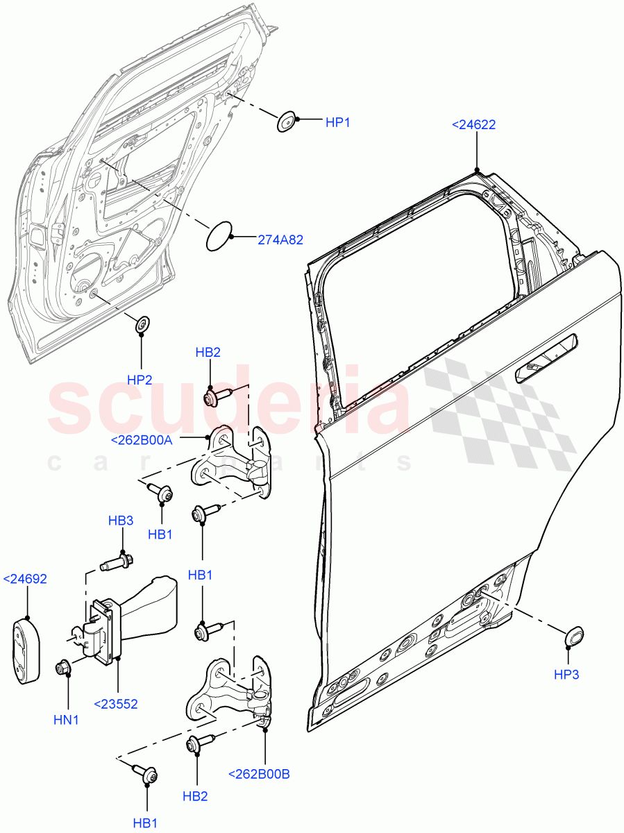 Rear Doors, Hinges & Weatherstrips (Door And Fixings) of Land Rover Land Rover Range Rover Velar (2017+) [2.0 Turbo Diesel AJ21D4]