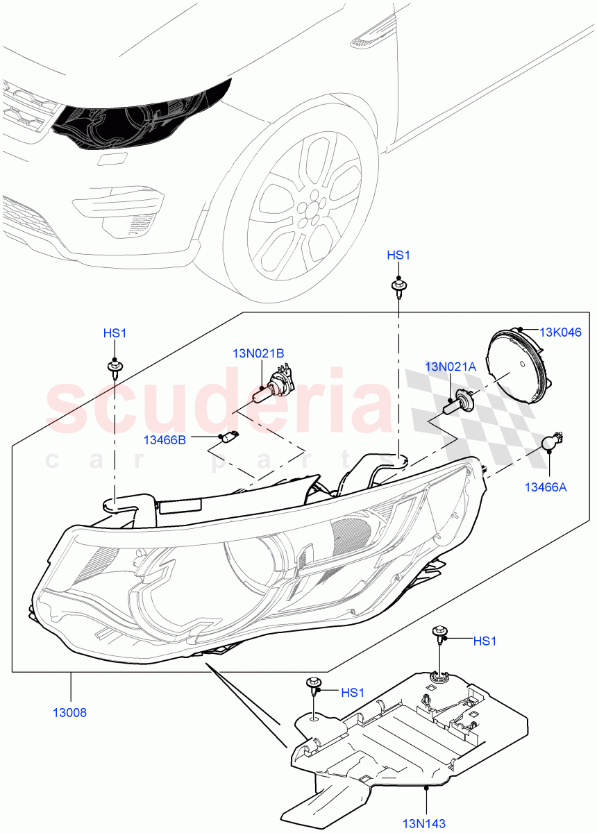 Headlamps And Front Flasher Lamps (Changsu (China), With Halogen Headlamp) ((V) FROMFG000001) of Land Rover Land Rover Discovery Sport (2015+) [2.0 Turbo Petrol GTDI]