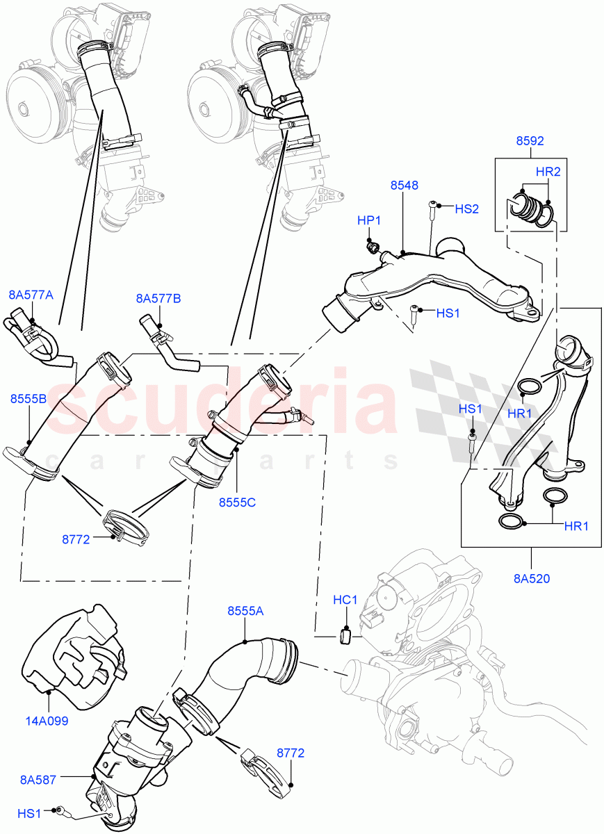 Thermostat/Housing & Related Parts(3.0L DOHC GDI SC V6 PETROL)((V)FROMEA000001,(V)TOFA999999) of Land Rover Land Rover Discovery 4 (2010-2016) [3.0 DOHC GDI SC V6 Petrol]