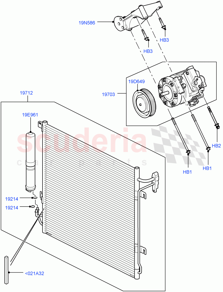 Air Conditioning Condensr/Compressr (AJ Petrol 4.4 V8 EFI (220KW), AJ Petrol 4.2 V8 Supercharged) ((V) TO9A999999) of Land Rover Land Rover Range Rover Sport (2005-2009) [4.4 AJ Petrol V8]