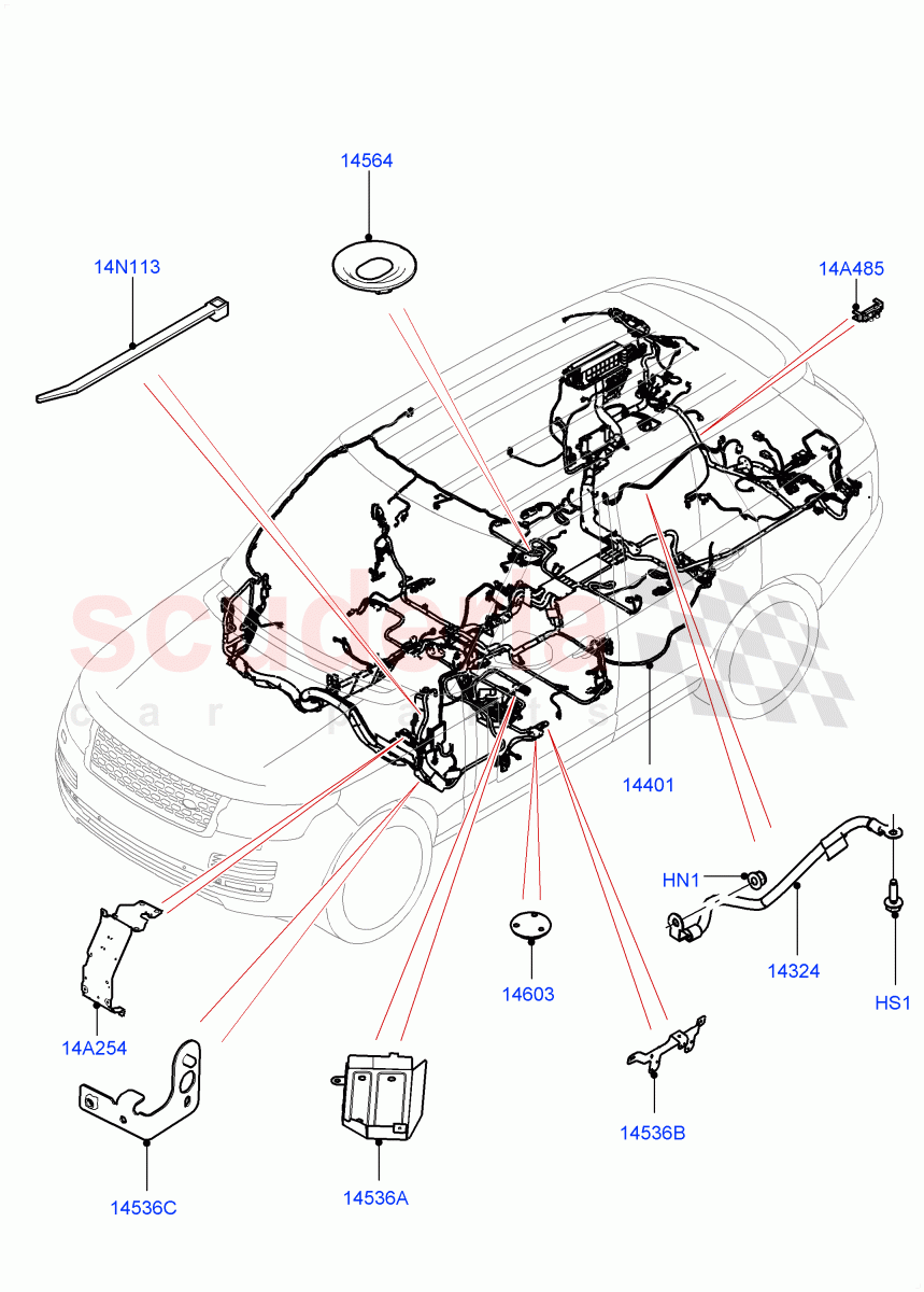 Electrical Wiring - Engine And Dash (Main Harness) ((V) FROMGA000001) of Land Rover Land Rover Range Rover (2012-2021) [5.0 OHC SGDI SC V8 Petrol]