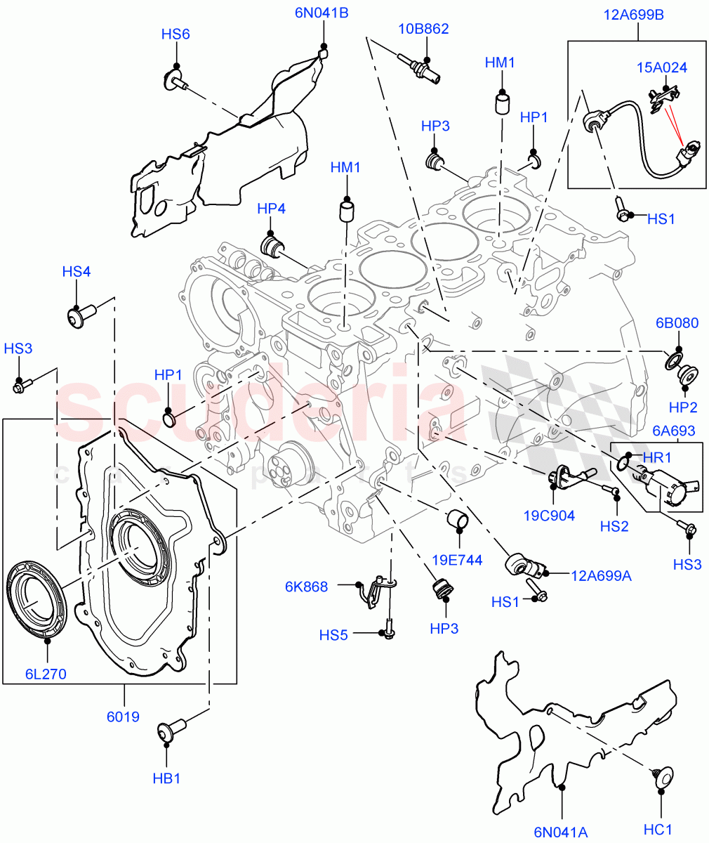 Cylinder Block And Plugs(2.0L AJ200P Hi PHEV)((V)FROMJA000001) of Land Rover Land Rover Range Rover Velar (2017+) [2.0 Turbo Petrol AJ200P]