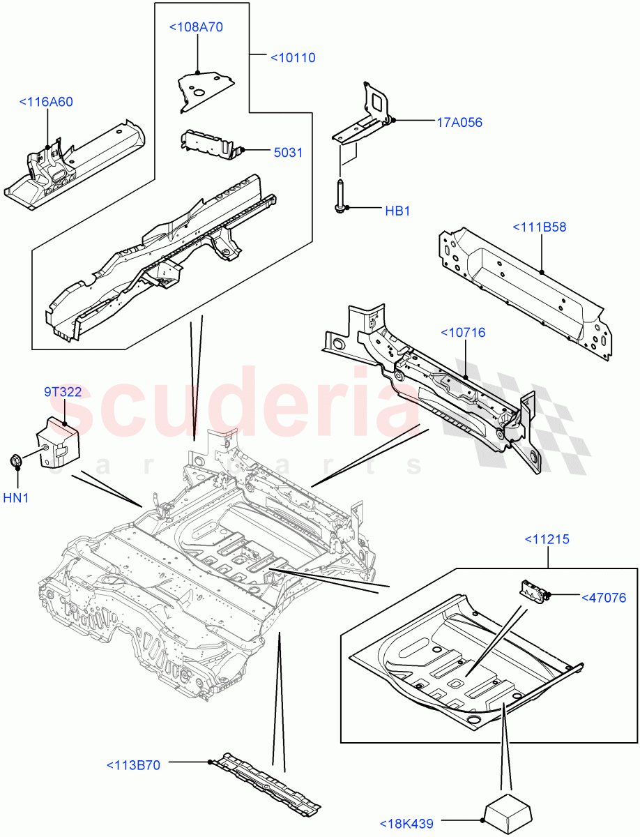 Floor Pan - Centre And Rear (3 Door, Halewood (UK), 5 Door) of Land Rover Land Rover Range Rover Evoque (2012-2018) [2.0 Turbo Diesel]