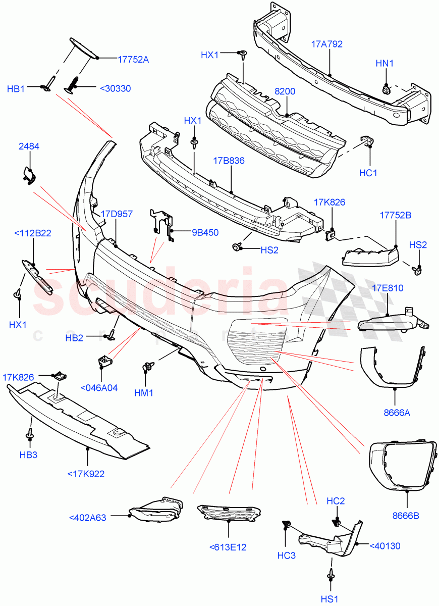 Radiator Grille And Front Bumper (Itatiaia (Brazil)) ((V) FROMGT000001) of Land Rover Land Rover Range Rover Evoque (2012-2018) [2.0 Turbo Petrol AJ200P]