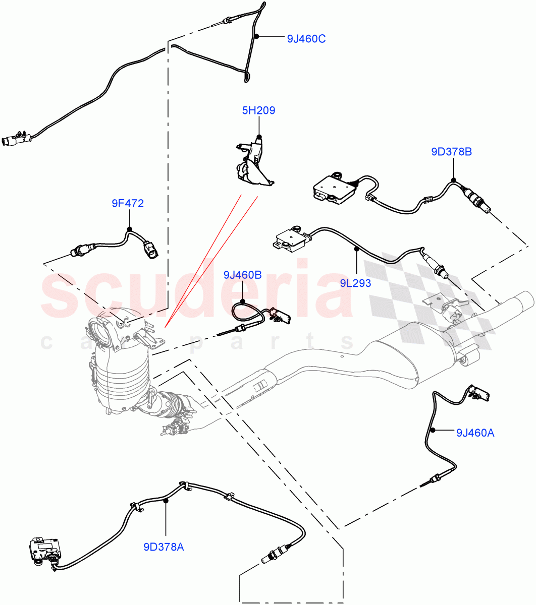 Exhaust Sensors And Modules(2.0L I4 DSL MID DOHC AJ200,LEV 160,2.0L I4 DSL HIGH DOHC AJ200,DPF + DE-SOX) of Land Rover Land Rover Range Rover Velar (2017+) [2.0 Turbo Diesel]