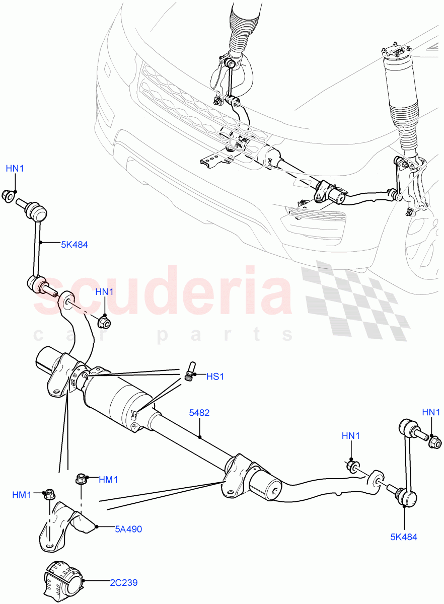 Front Cross Member & Stabilizer Bar(Active Stabilizer Bar)(With ACE Suspension)((V)TOJA999999) of Land Rover Land Rover Range Rover Sport (2014+) [3.0 DOHC GDI SC V6 Petrol]