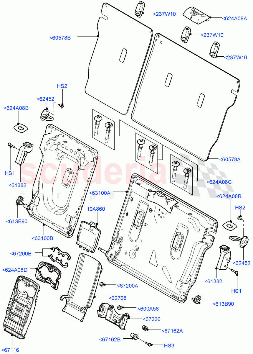 Rear Seat Back(Changsu (China),With 60/40 Split - Folding Rr Seat,2nd Row Seat 60/40 (3 P) - Folding)((V)FROMEG000001) of Land Rover Land Rover Range Rover Evoque (2012-2018) [2.0 Turbo Petrol AJ200P]