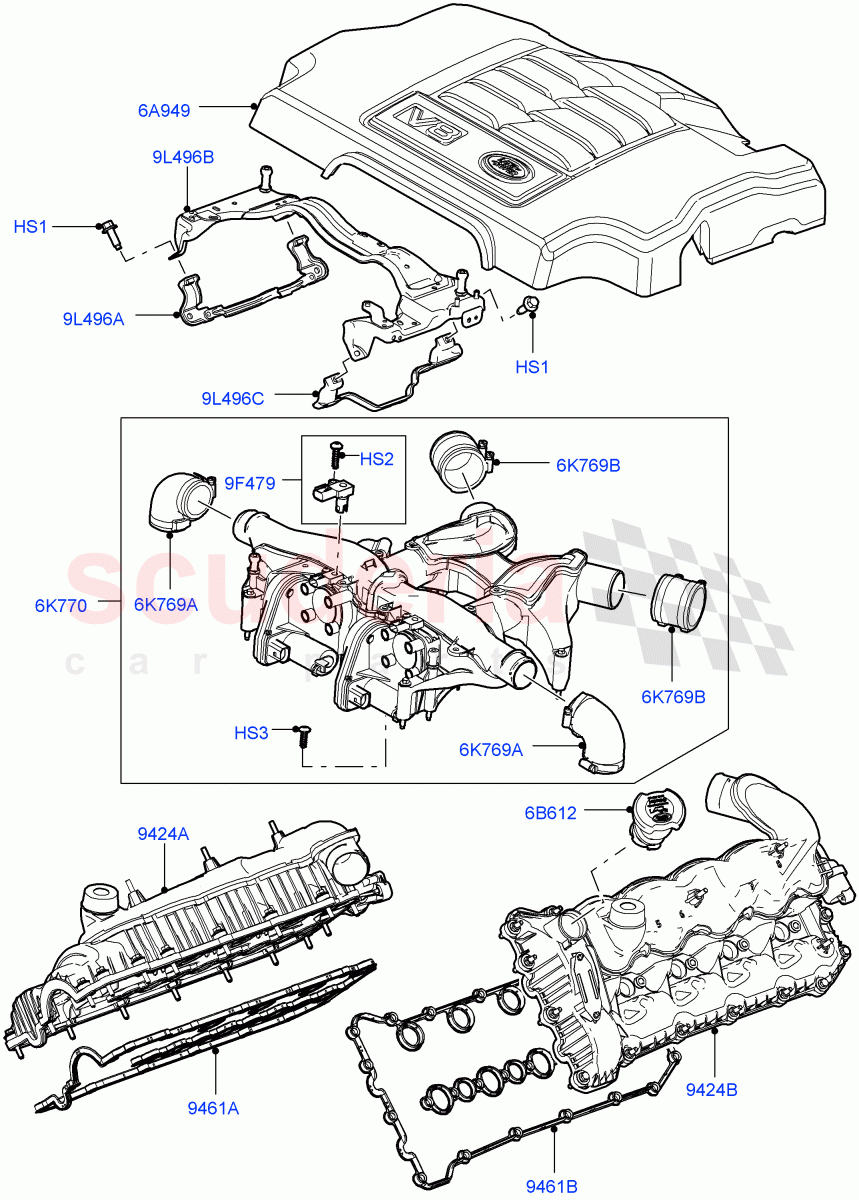 Inlet Manifold (3.6L V8 32V DOHC EFi Diesel Lion) ((V) FROMAA000001) of Land Rover Land Rover Range Rover Sport (2010-2013) [3.6 V8 32V DOHC EFI Diesel]