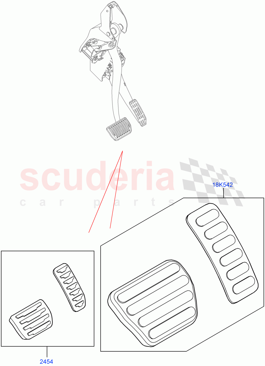 Pedal Covers(Solihull Plant Build, Nitra Plant Build) of Land Rover Land Rover Discovery 5 (2017+) [3.0 I6 Turbo Petrol AJ20P6]