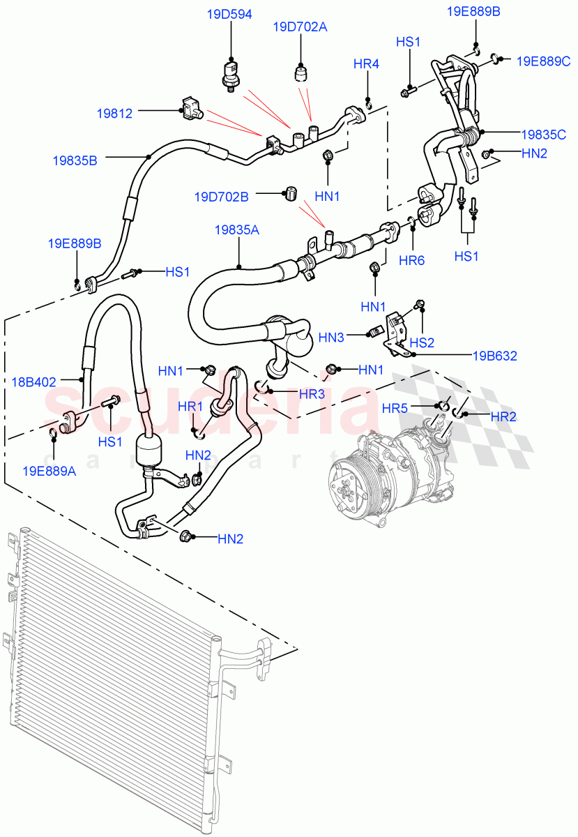 Air Conditioning System(Front)(3.0 V6 Diesel)((V)FROMEA000001) of Land Rover Land Rover Discovery 4 (2010-2016) [3.0 DOHC GDI SC V6 Petrol]