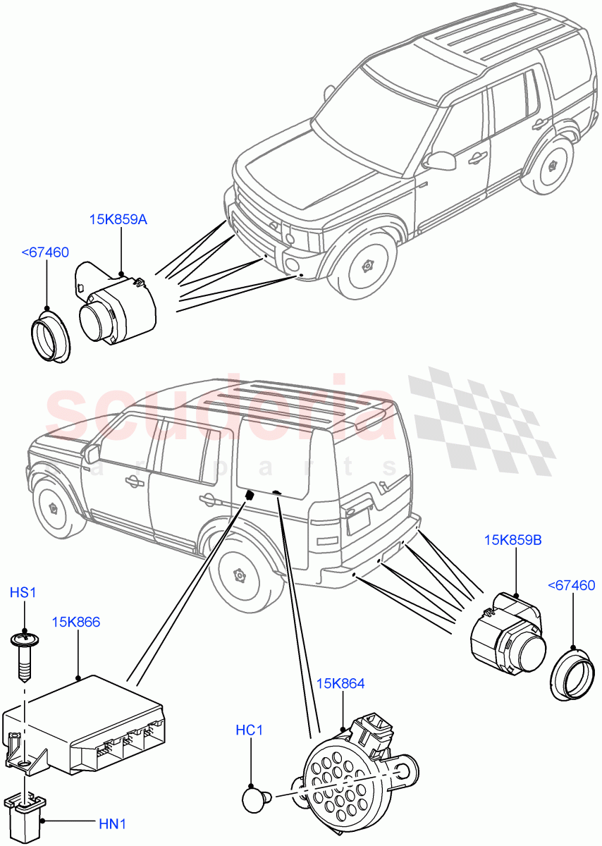 Parking Distance Control (With Rear Parking Aid) ((V) FROMAA000001, (V) TODA999999) of Land Rover Land Rover Discovery 4 (2010-2016) [3.0 Diesel 24V DOHC TC]