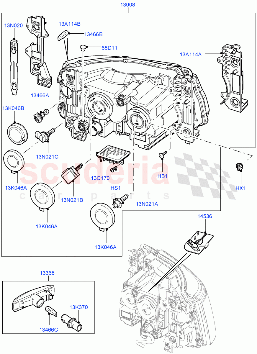Headlamps And Front Flasher Lamps ((V) FROMAA000001) of Land Rover Land Rover Range Rover Sport (2010-2013) [5.0 OHC SGDI NA V8 Petrol]