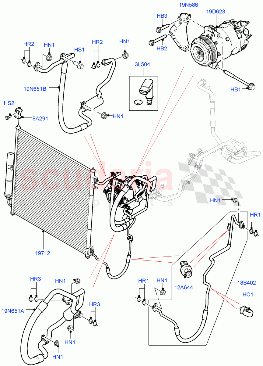 Air Conditioning Condensr/Compressr(Front)(4.4L DOHC DITC V8 Diesel) of Land Rover Land Rover Range Rover (2012-2021) [5.0 OHC SGDI NA V8 Petrol]