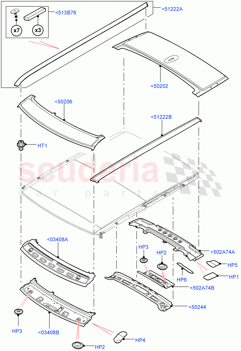 Roof - Sheet Metal(With Roof Conversion-Panorama Power,With Roof Conversion-Panorama Roof) of Land Rover Land Rover Range Rover (2012-2021) [5.0 OHC SGDI SC V8 Petrol]