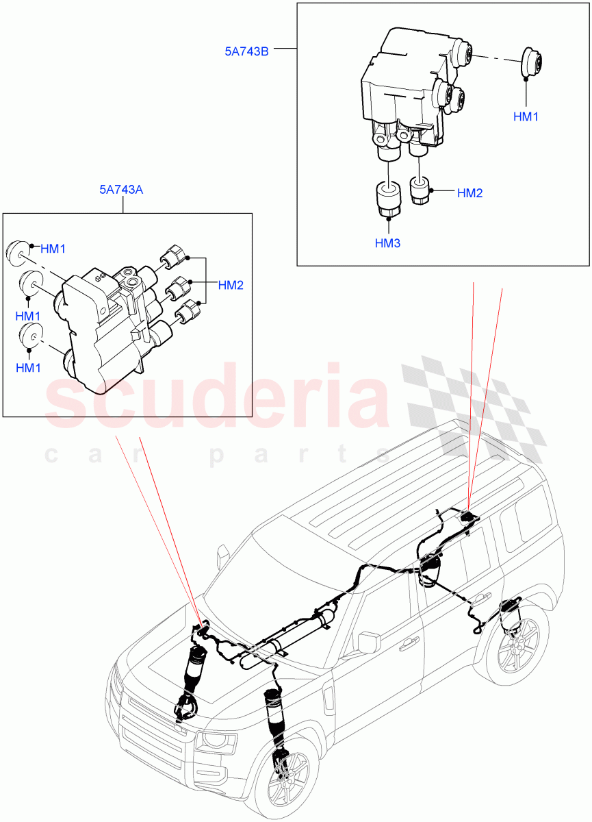 Air Suspension Compressor And Lines (Valve Assembly) (With Four Corner Air Suspension) of Land Rover Land Rover Defender (2020+) [2.0 Turbo Diesel]
