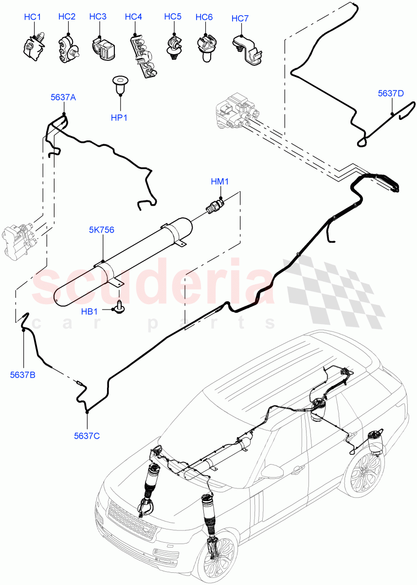 Air Suspension Compressor And Lines(Air Suspension Lines)((V)FROMEA000001,(V)TOHA999999) of Land Rover Land Rover Range Rover (2012-2021) [2.0 Turbo Petrol GTDI]