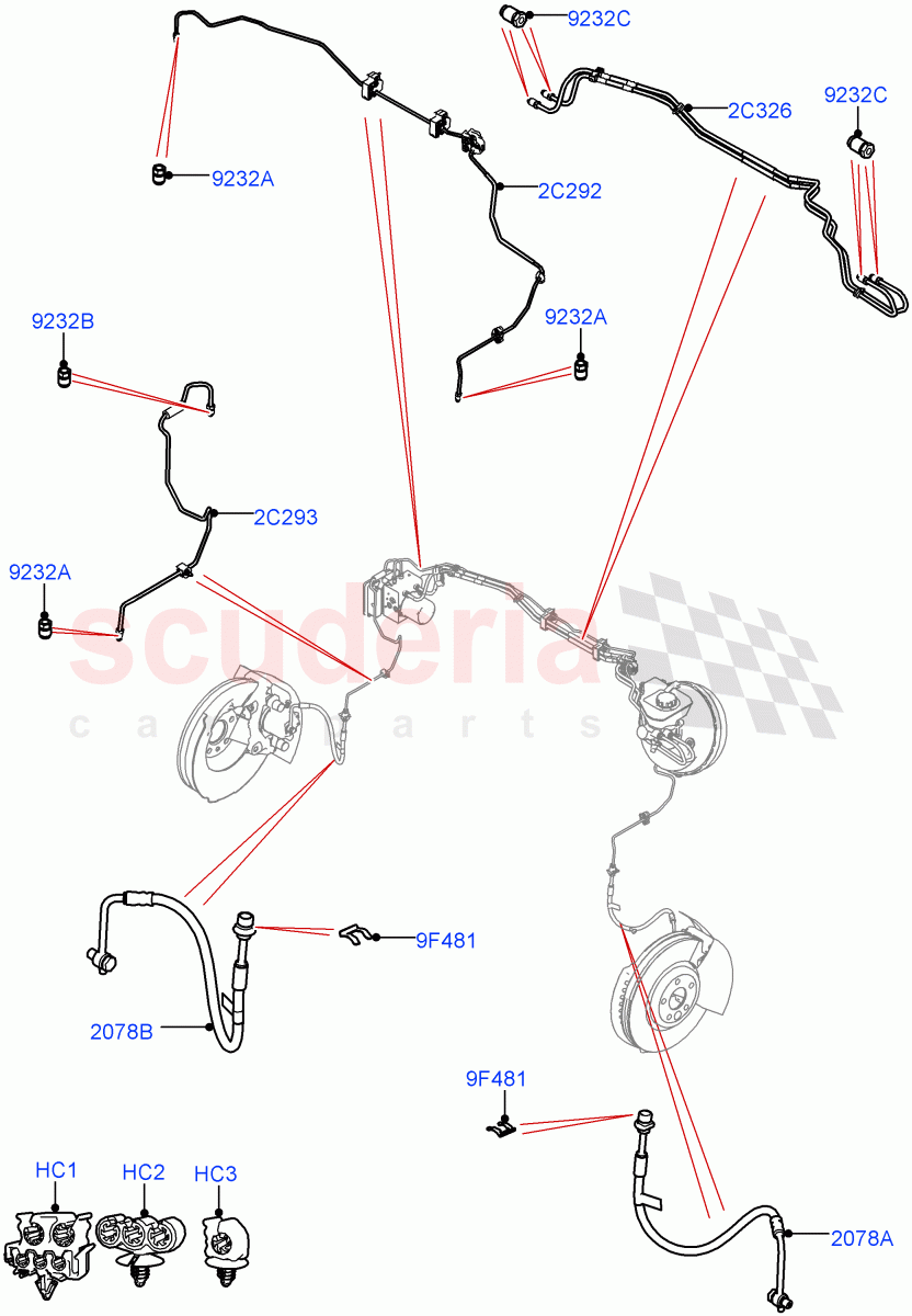 Front Brake Pipes(LHD)((V)TOLA999999) of Land Rover Land Rover Range Rover Velar (2017+) [2.0 Turbo Diesel]