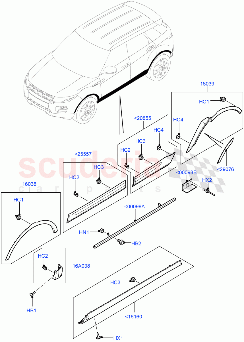 Body Mouldings(Halewood (UK)) of Land Rover Land Rover Range Rover Evoque (2012-2018) [2.0 Turbo Petrol AJ200P]