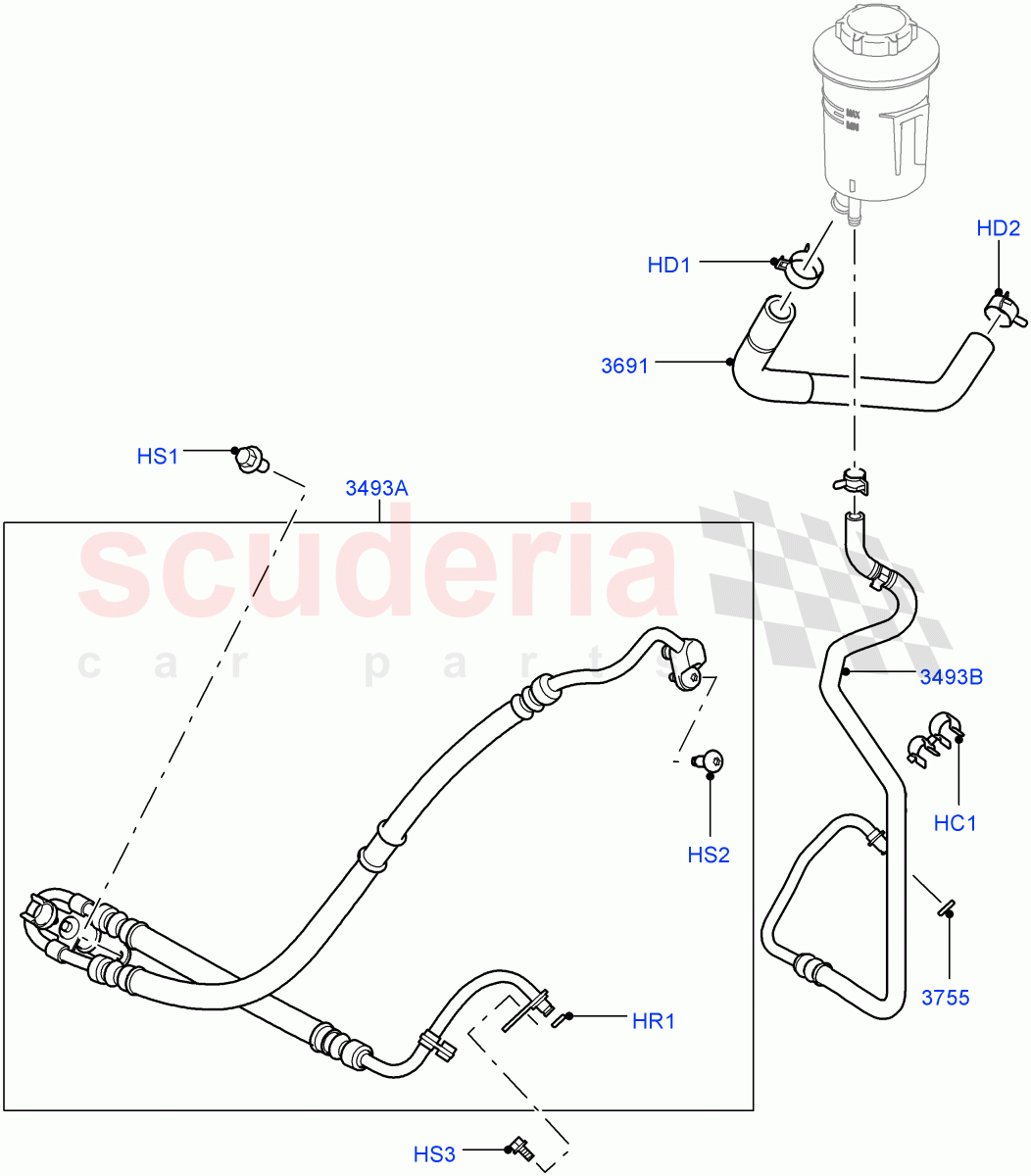 Supply & Return Hoses - Power Strg(Lion Diesel 2.7 V6 (140KW))((V)FROMAA000001) of Land Rover Land Rover Discovery 4 (2010-2016) [3.0 Diesel 24V DOHC TC]