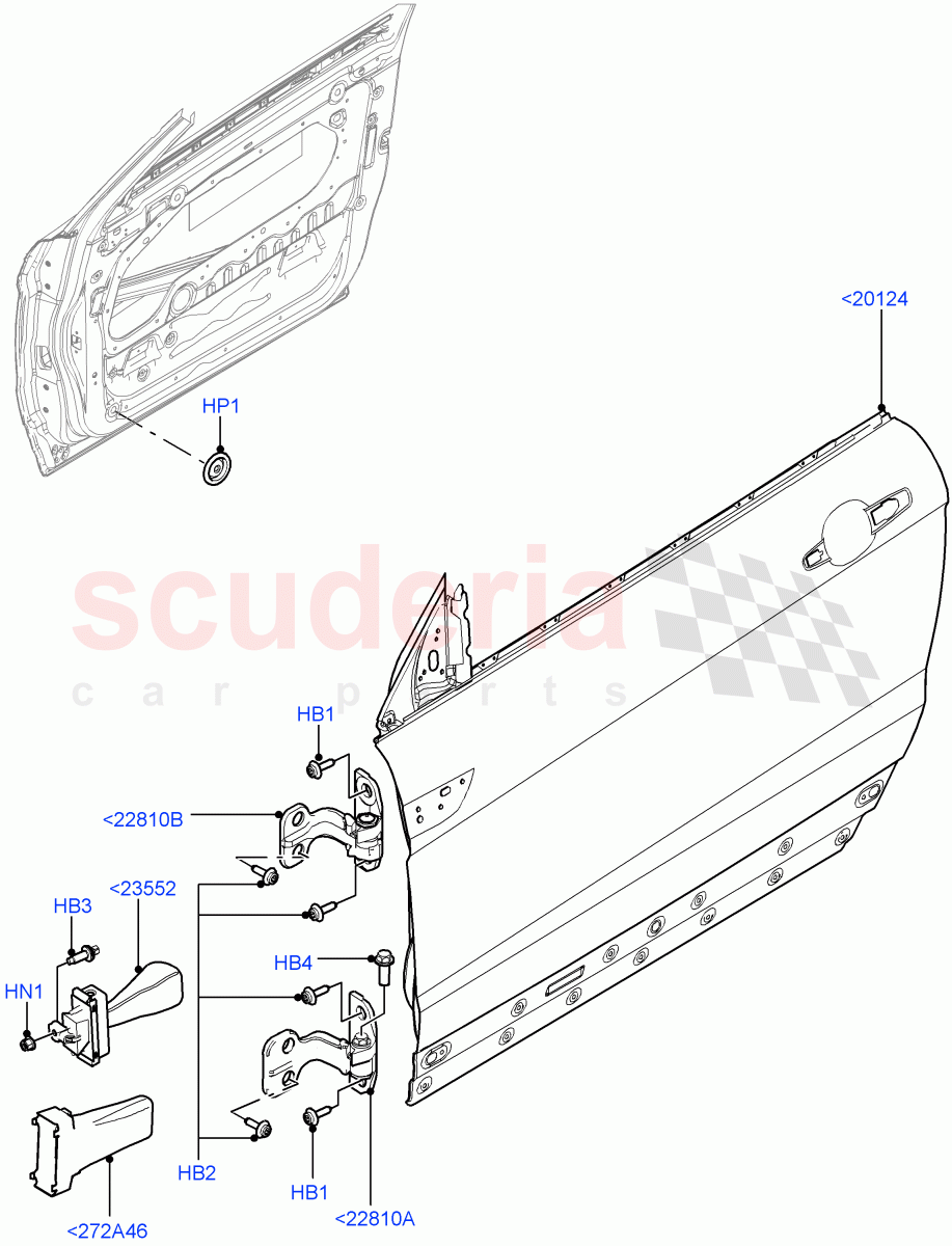 Front Doors, Hinges & Weatherstrips (2 Door Convertible, Halewood (UK)) of Land Rover Land Rover Range Rover Evoque (2012-2018) [2.0 Turbo Diesel]