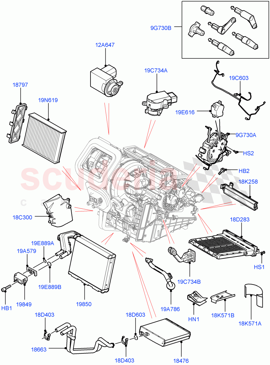 Heater/Air Cond.Internal Components (Main Unit) (Halewood (UK)) ((V) TOKH999999) of Land Rover Land Rover Discovery Sport (2015+) [1.5 I3 Turbo Petrol AJ20P3]